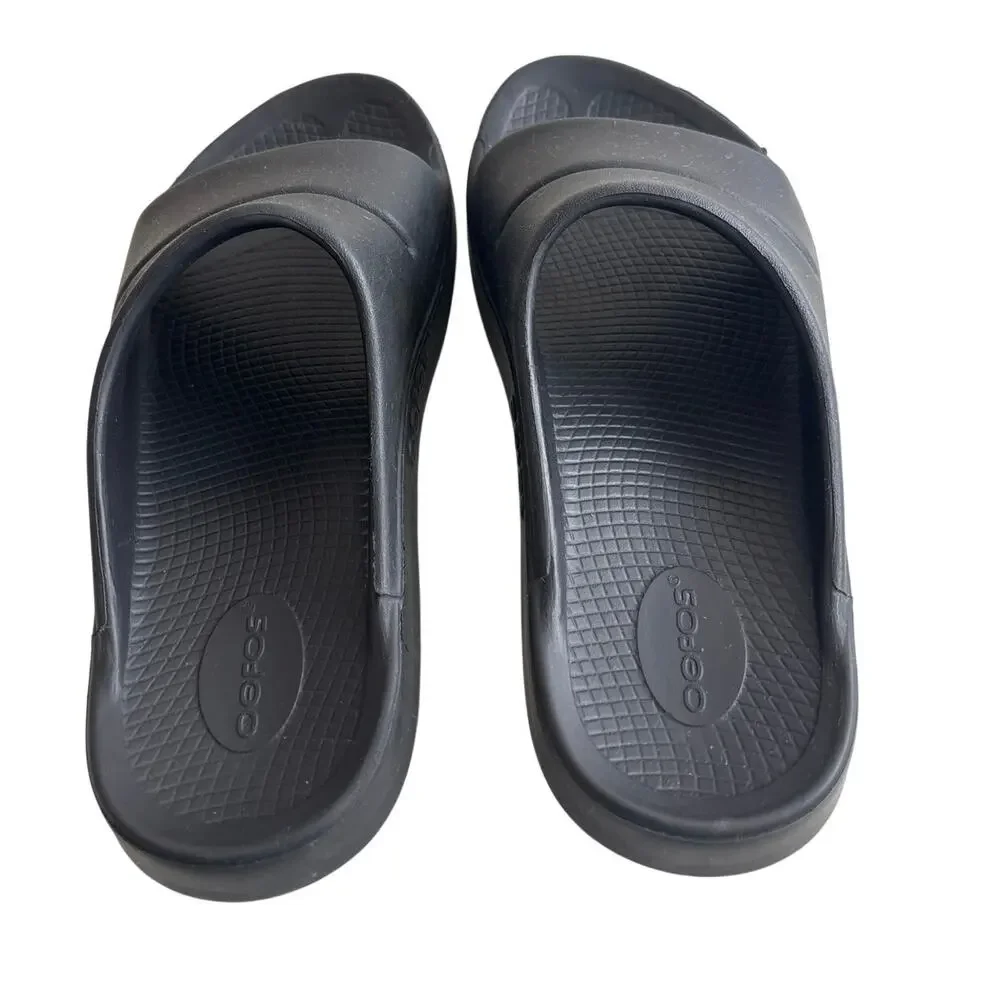 OOFOS OOahh Slide Sandals Black M10 W12 EU43 Recovery Comfort